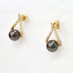 [POYXE0381] BOUCLES D OREILLES VASE PERLES ET ZIRCONS - PLAQUE OR