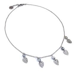 [APCO5K] Collier breloques 5 keishis 5 feuilles de ape - acier inox