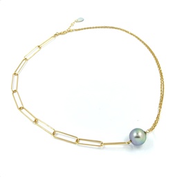 [IRPLCO] Collier plaqué or chaîne rectangle perle